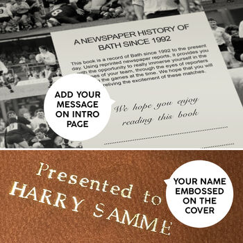 Bath Personalised Rugby Union Newspaper Book, 9 of 12