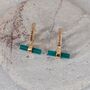 The T Bar Green Onyx Hoop Earrings, Gold Plated, thumbnail 4 of 7