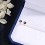 Sterling Silver Sapphire Blue Cz Bezel Stud Earrings, thumbnail 4 of 12