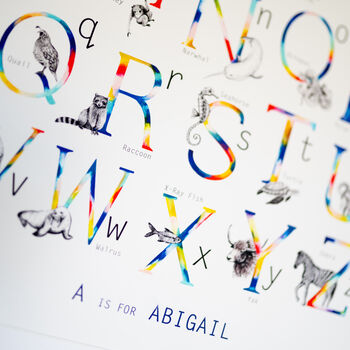 Personalised Animal Alphabet Illustrated Print, 3 of 7