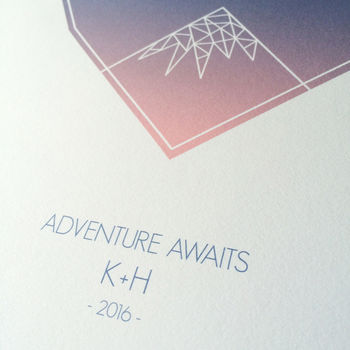 Adventure Awaits Geometric Heart Love Print, 3 of 5