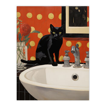 Now Wash Your Paws Cat Bathroom Painting Wall Art Print, 6 of 6