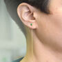 Emerald May Birthstone Gold Plated Threader Earrings, thumbnail 2 of 9