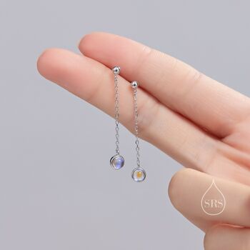Moonstone With Chain Dangle Stud Earrings, 2 of 12