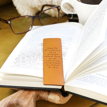 Personalised Meaningful Message Leather Bookmark, 4 of 6