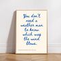 A4 Song Lyrics Print, Bob Dylan, You Don't Need A Weather Man To Know Which Way The Wind Blows, thumbnail 1 of 5