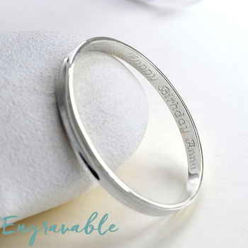 Solid Sterling Silver Concave Bangle, 2 of 5