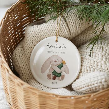 Personalised Baby’s First Christmas Bunny Bauble, 3 of 6
