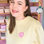 Yellow Pink Vintage Cake Valentine's Organic Sweatshirt, thumbnail 5 of 6