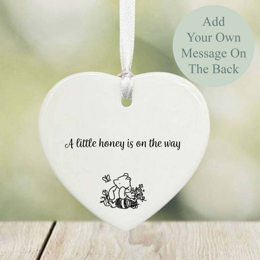 Personalised Little Hunny Pregnancy Bump Porcelain Heart Keepsake Gift, 1 of 2