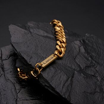 Gold Engravable 9mm Cuban Link Bracelet Unisex, 8 of 10