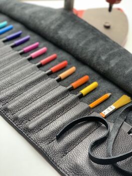 Pencil Tool Case Roll On Leather Extra Long, 6 of 9