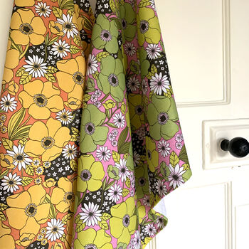 Retro Floral Vintage Style Flower Power Tea Towel, 2 of 7