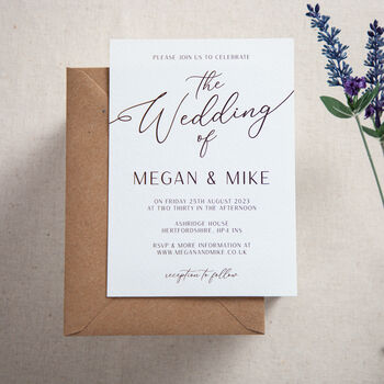 Simple Elegance Wedding Invitation And Envelope, 2 of 5