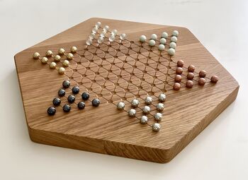 Handmade Wooden Chinese Checkers Board Game, 2 of 6