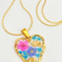 Heart Necklace With Forgetmenot And Pink Flowers, thumbnail 4 of 9