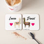 Personalised Couples Llama Coasters, thumbnail 1 of 3