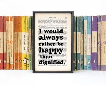 Jane Eyre 'Happy Than Dignified' Literary Quote Print, 2 of 6