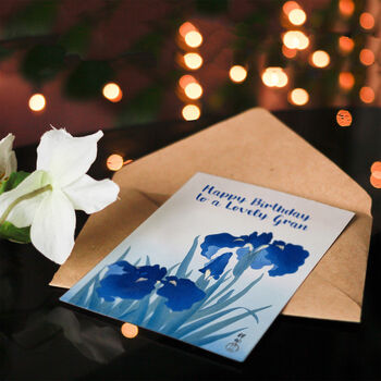 Elegant Iris Flower Gran Her Birthday Card, 4 of 5