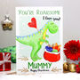 Personalised Dinosaur 'Love You' Christmas Card, thumbnail 2 of 4