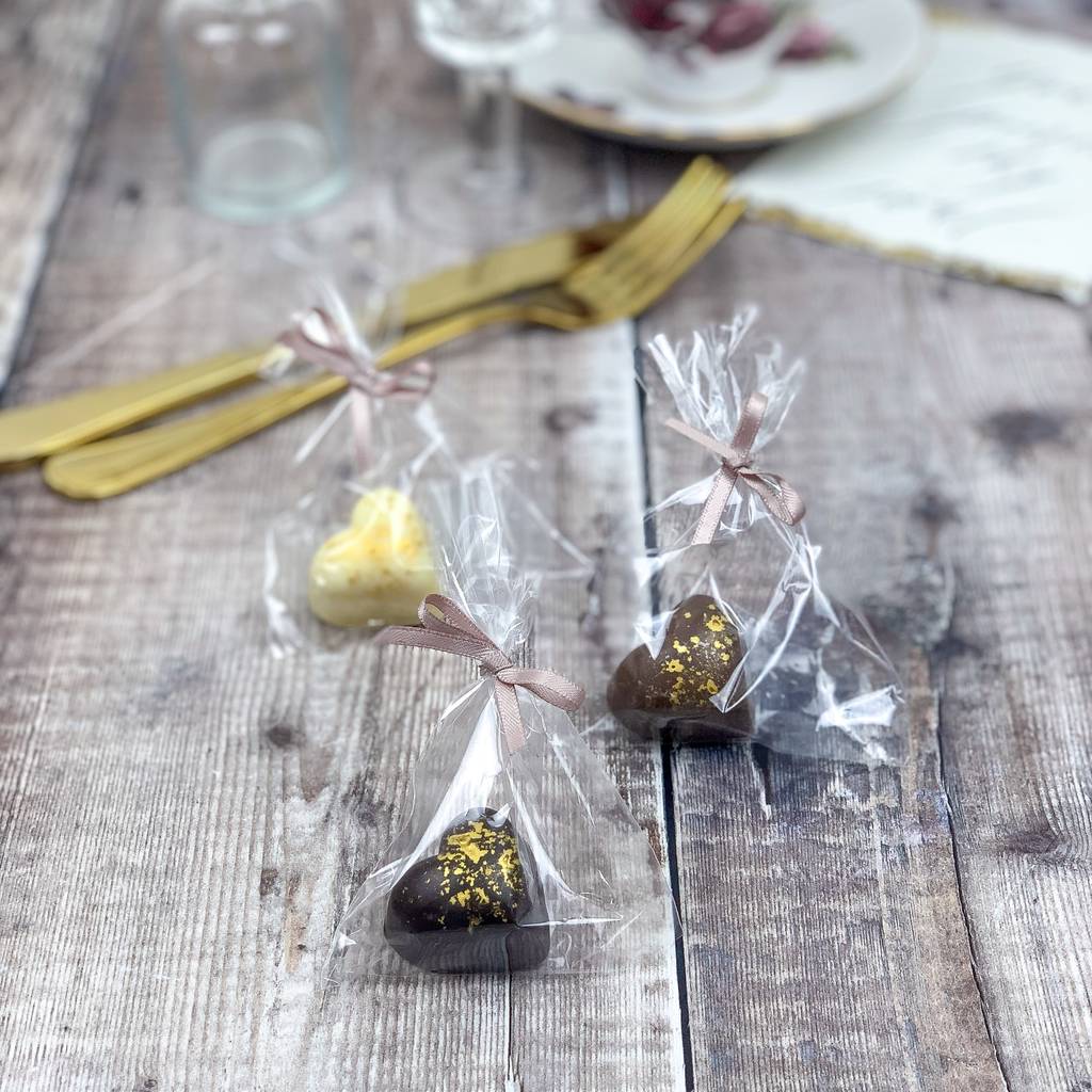 Golden Chocolate Hearts, Wedding Favours, 10 By Josephine's Chocolate ...