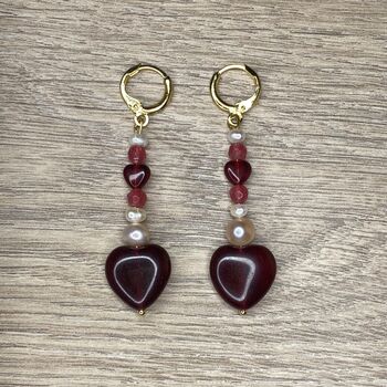 Love Collection Chalcedony Heart Drop Earrings, 3 of 5