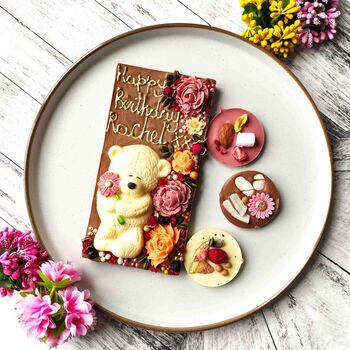 Chocolate Bear And Flowers, Personalised Figure, 8 of 9