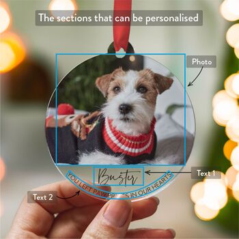 Dog Memorial Ornament Personalised Photo Christmas Bauble, 5 of 8