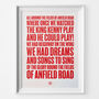 Liverpool 'Fields Of Anfield' Football Song Print, thumbnail 1 of 3