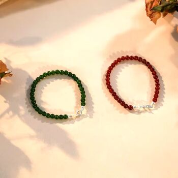 Amanda Chrysoprase Natural Stone Silver Charm Bracelet, 6 of 7