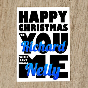 Personalised Names Christmas Card With Message Inside, 6 of 8