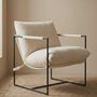 White Lounge Chair Boucle Club Seat Armchair, thumbnail 1 of 5
