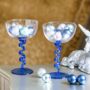 Set Of Two Blue Spiral Champagne / Cocktail Glass, thumbnail 1 of 5