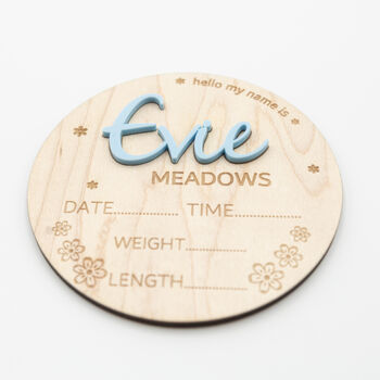 Personalised Baby Name And Stats Announcement Plaque, 4 of 12
