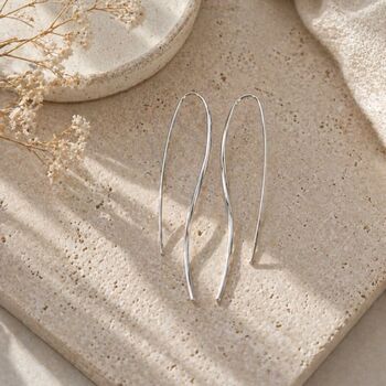 Sterling Silver Wave Drop Earrings, 2 of 6