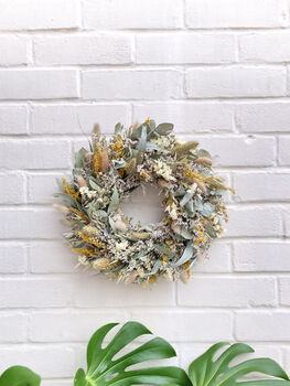 Dried Eucalyptus Wreath With Yellow Flowers, 6 of 7