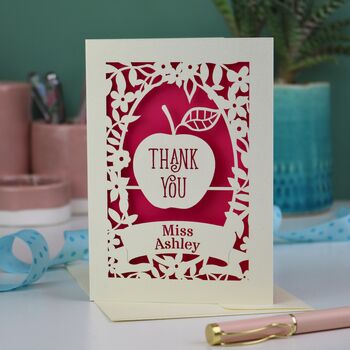 Personalised Papercut Teacher Apple Card, 3 of 7