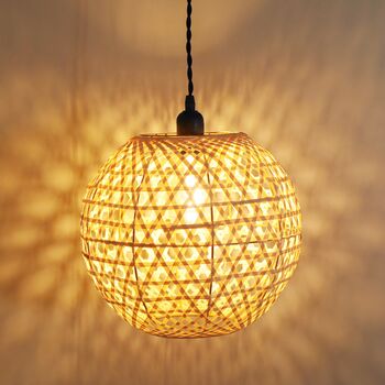 Round Woven Bamboo Lampshade, 2 of 4