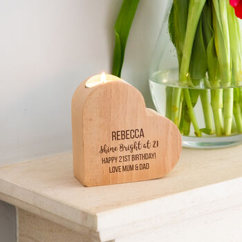Personalised Heart Candle Holder Milestone Birthday Gift, 2 of 6
