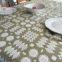 Welsh Blanket Print Oilcloth Tablecloth Matt Green, thumbnail 1 of 2