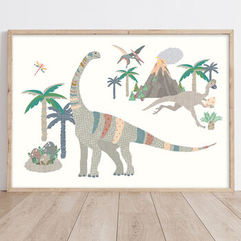 Brontosaurus Dinosaur Print For Children, 2 of 3