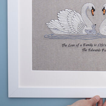 Personalised Embroidered Swan Family Artwork, 3 of 5