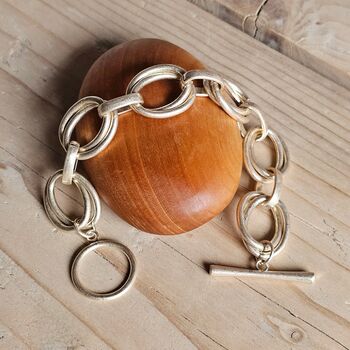 Chunky Chain Link Bracelet In Burnished Pale Gold, 2 of 3