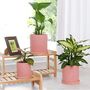 Set Of Three Pink Ceramic Planters With Saucers, thumbnail 3 of 4
