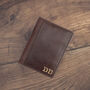 Men's Cardholder Wallet Italian Dark Brown Leather Flapover Rfid Protected Personalised, thumbnail 1 of 8