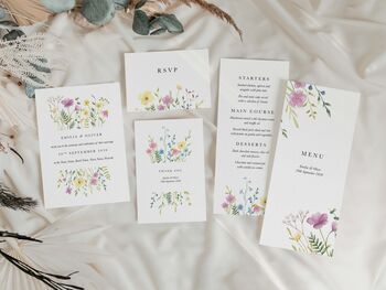 Pink Wildflower Gatefold Wedding Invitations, 5 of 5