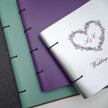'Love Heart' Personalised Coloured Leather Guest Book, 9 of 9
