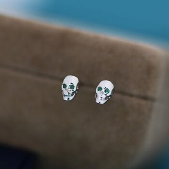 Sterling Silver Extra Tiny Skull Internally Threaded Flat Back/Stud/Screw Back Earrings, 6 of 12