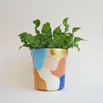 Abstract Gold Leaf Hand Painted Pattern Pot, 3 of 7