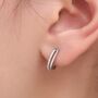 Double Huggie Hoop Cz Earrings In Sterling Silver, thumbnail 1 of 12